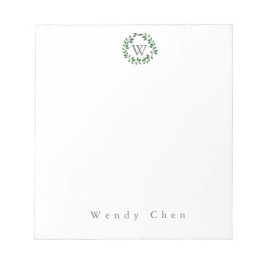 Elegant greenery monogram notepad notizblock