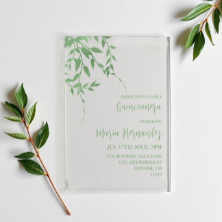 Elegant Greenery Quinceañera Acryleinladungen