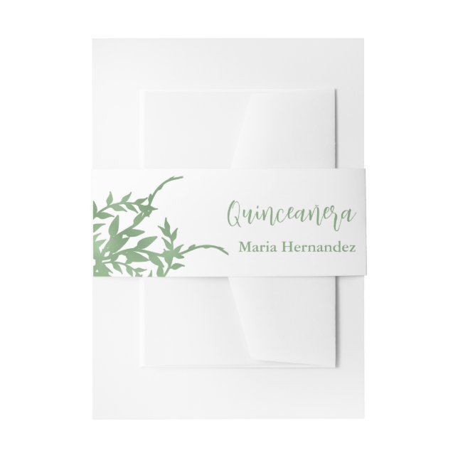 Elegant Greenery Quinceañera Einladungsbanderole (Vorderseite Beispiel)