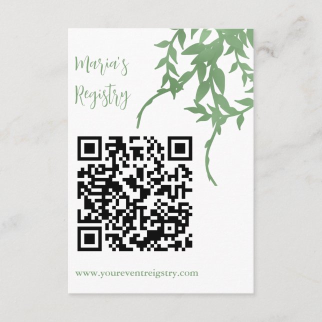 Elegant Greenery Quinceañera Registry Begleitkarte (Vorderseite)