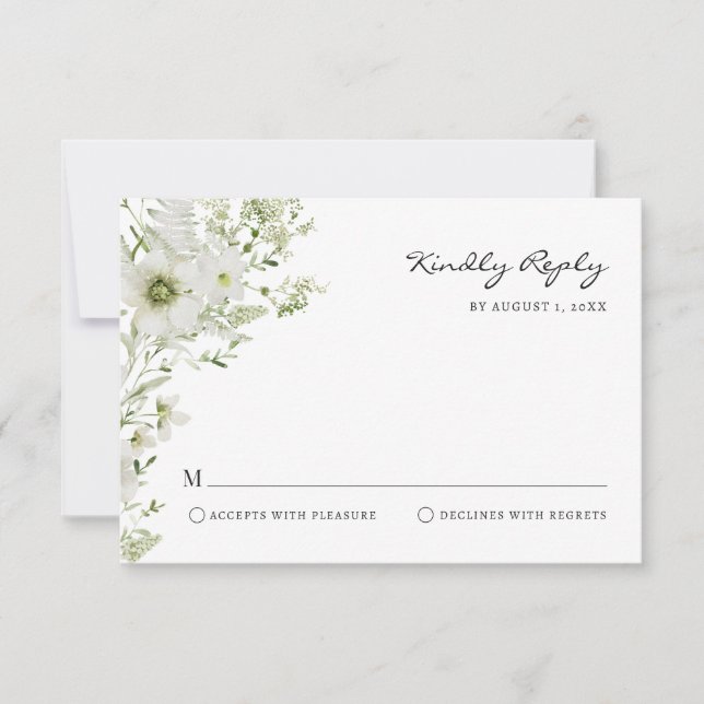 Elegant Greenery RSVP Card (Vorderseite)