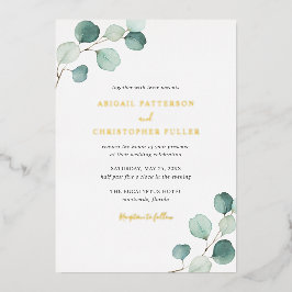 Elegant Greenery Rustic Eucalyptus Wedding Gold Folieneinladung