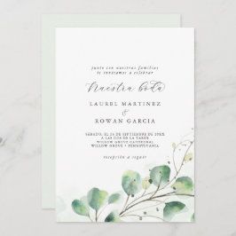 Elegant Greenery Spanish Nuestra Boda Wedding Einladung