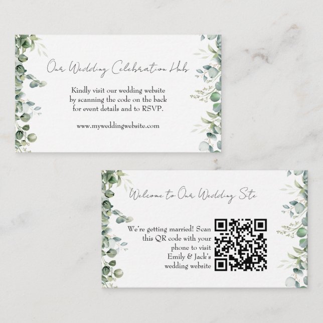Elegant Greenery UAWG QR Code Einladung (Vorne/Hinten)