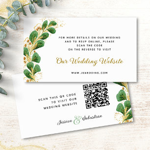 Elegant Greenery UAWG Wedding Website QR Code Begleitkarte