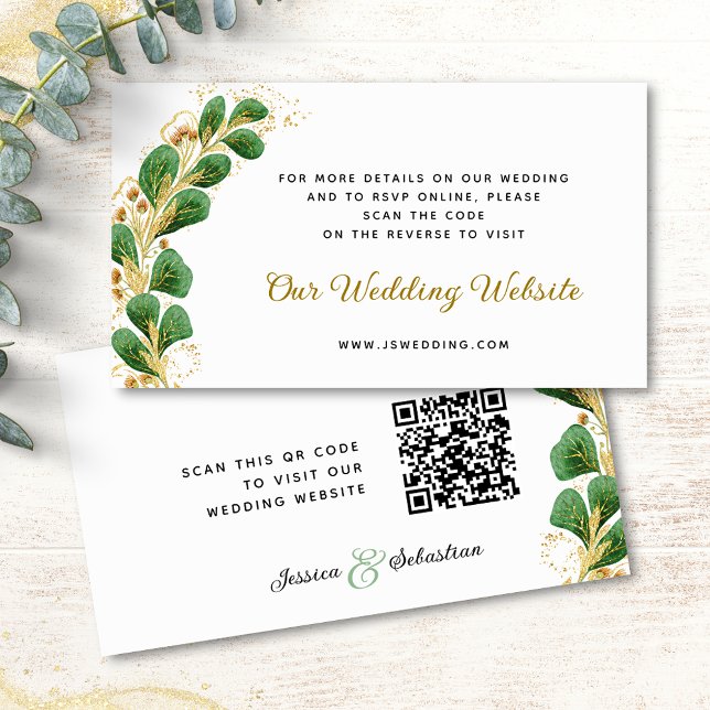 Elegant Greenery UAWG Wedding Website QR Code Begleitkarte (Von Creator hochgeladen)