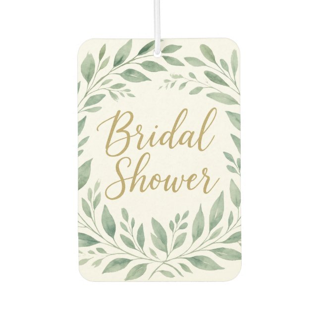 Elegant Greenery Watercolor  Boho Bridal Shower Autolufterfrischer (Vorderseite)