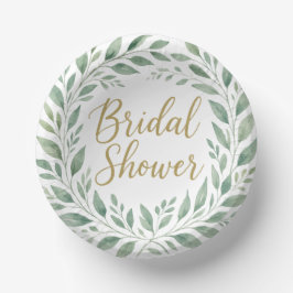 Elegant Greenery Watercolor  Boho Bridal Shower Pappteller