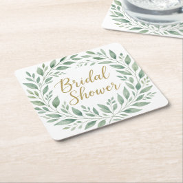 Elegant Greenery Watercolor  Boho Bridal Shower Rechteckiger Pappuntersetzer