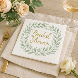 Elegant Greenery Watercolor  Boho Bridal Shower Serviette