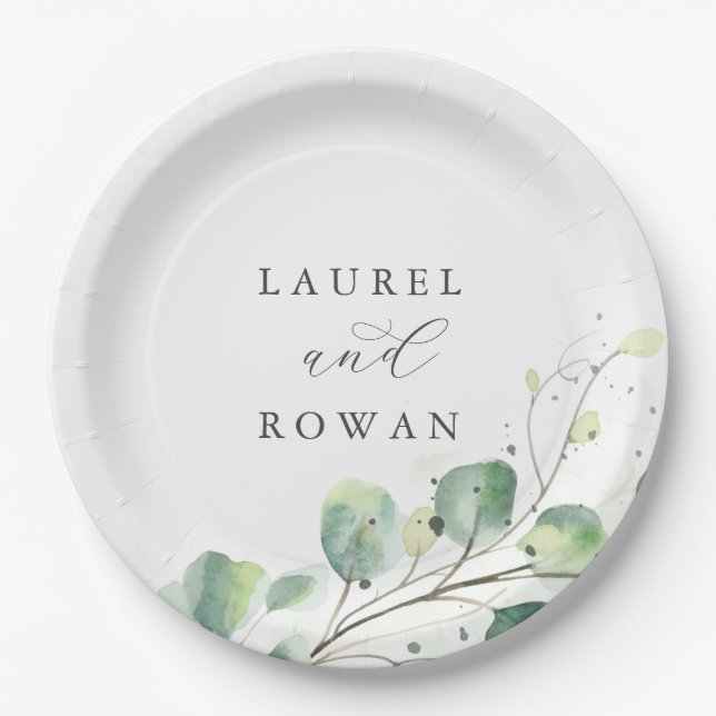 Elegant Greenery Wedding Cake Paper Plate Pappteller (Vorderseite)