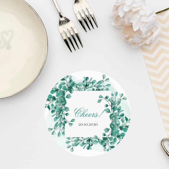 Elegant Greenery Wedding Coaster Runder Pappuntersetzer (Von Creator hochgeladen)