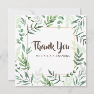 Elegant Greenery Wedding Dankeschön Karte mit Name