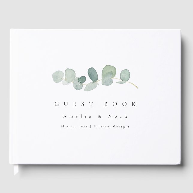 Elegant Greenery Wedding Guest Book Gästebuch (Vorderseite)