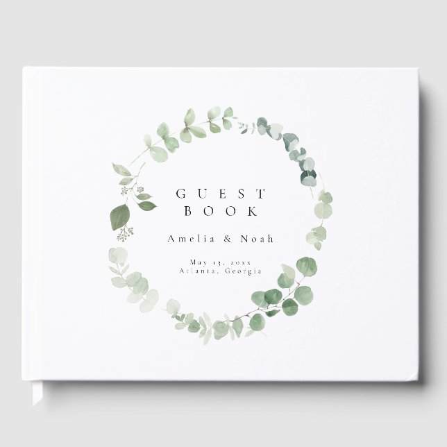 Elegant Greenery Wedding Guest Book Gästebuch (Vorderseite)