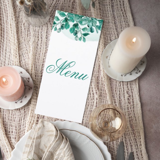 Elegant Greenery Wedding Menu Card Menükarte (Von Creator hochgeladen)