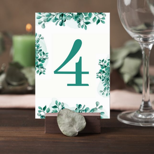 Elegant Greenery Wedding Table Number Card Tischnummer (Von Creator hochgeladen)