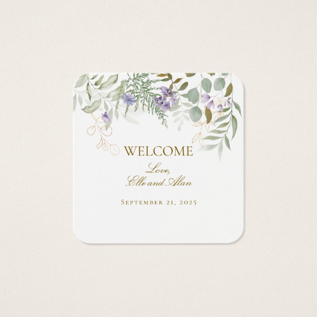 Elegant Greenery Welcome Wedding Gift Tag (Vorderseite)