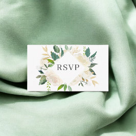 Elegant Greenery White Blume Wedding RSVP Begleitkarte