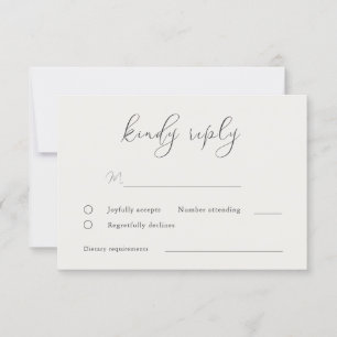 Elegant Greige Script Wedding RSVP Karte