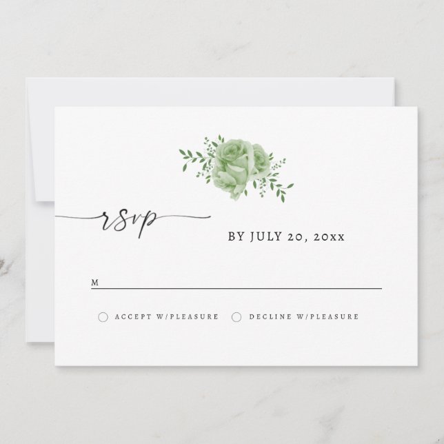 Elegant  greneery RSVP  Save The Date (Vorderseite)