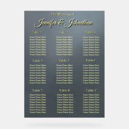 Elegant Grey Background Wedding Seating Chart Acrylschild