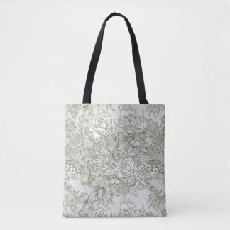 Elegant Grey Floral Toile