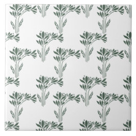 Elegant Grey-Green Botanical Pattern  Fliese