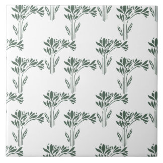 Elegant Grey-Green Botanical Pattern  Fliese