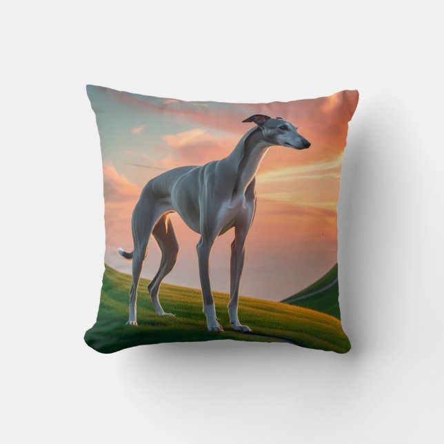 Elegant Greyhound Throw Kissen (Vorderseite)