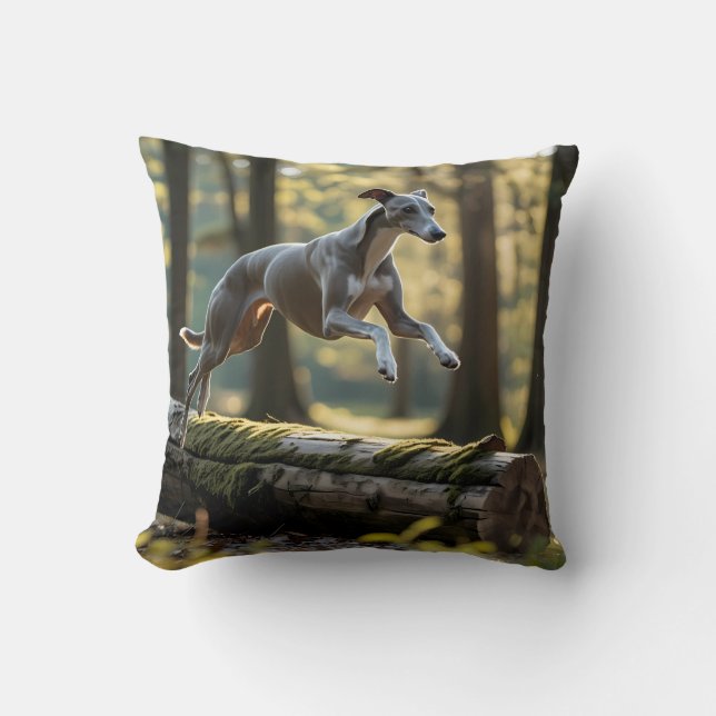 Elegant Greyhound Throw Kissen (Vorderseite)