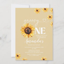 Elegant Groovy One Birthday Boho Sonnenblumen Einladung