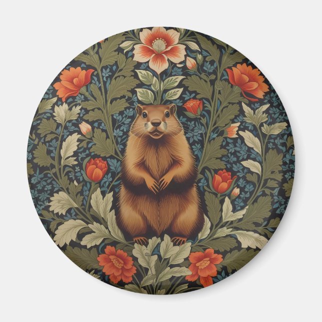 Elegant Groundhog William Morris Inspiriert Magnet (Vorne)