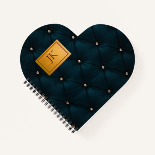 Elegant grün, Diamanten, Monogramm Notizbuch