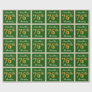 Elegant, Grün, Falsches Gold 76. Geburtstag + Name Geschenkpapier