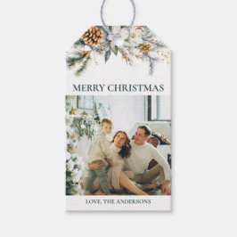 Elegant Grün & Foto Forest Grün Weihnachten Geschenkanhänger