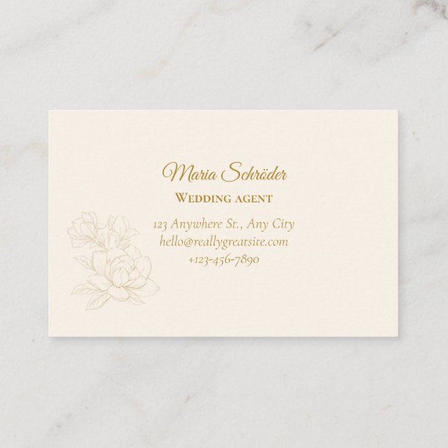 Elegant grün & gold visitenkarte (Rückseite)