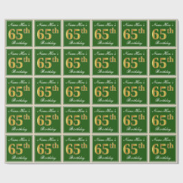 Elegant, grün, Imitate Gold 65. Geburtstag + Name Geschenkpapier
