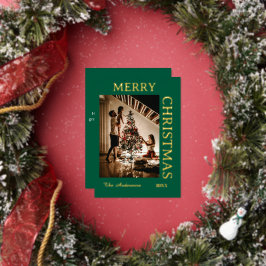 Elegant Grün und Gold Folien Feiertagskarte