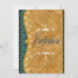 Elegant grün und orange in braun Einladung