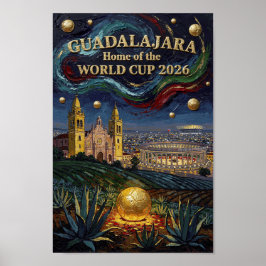 Elegant Guadalajara Soccer Art 2026 Stadium Poster