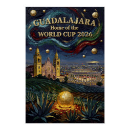 Elegant Guadalajara Soccer Art 2026 Stadium Poster
