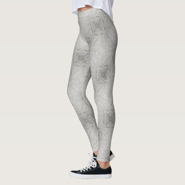elegant gürtelig-grau cremefarben, beige weiß leggings (Links)