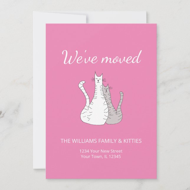 Elegant haben wir Katzen bewegt Niedlich rosa Ankündigung (Vorderseite)