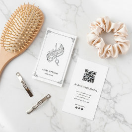 Elegant Hair Stylist Business Card with QR Code Visitenkarte
