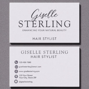 Elegant Hair Stylist Lila Lilac Script Visitenkarte