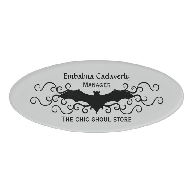 Elegant Halloween | Fledermausdesign Namenschild (Vorderseite)