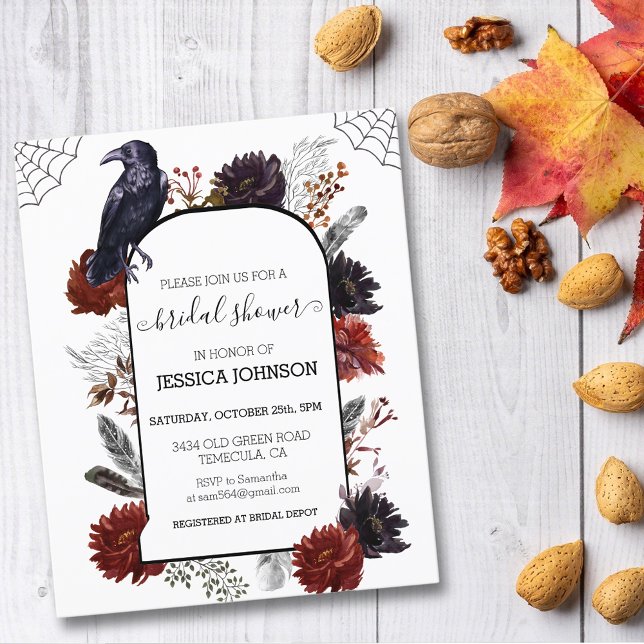 Elegant Halloween Floral Boho Brautparty Invita (Von Creator hochgeladen)