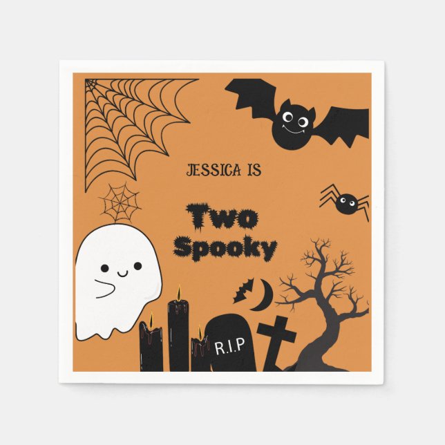 Elegant Halloween two spooky second Birthday party Serviette (Vorderseite)
