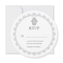 Elegant Hamsa Runde Hochzeit RSVP Karte